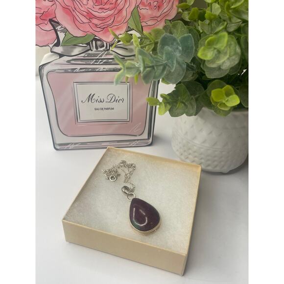 Retro Style Ruby silver 925 necklace - Picture 4 of 6